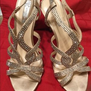 4” DRESSY CHAMPAGNE HEELS WITH RHINESTONES